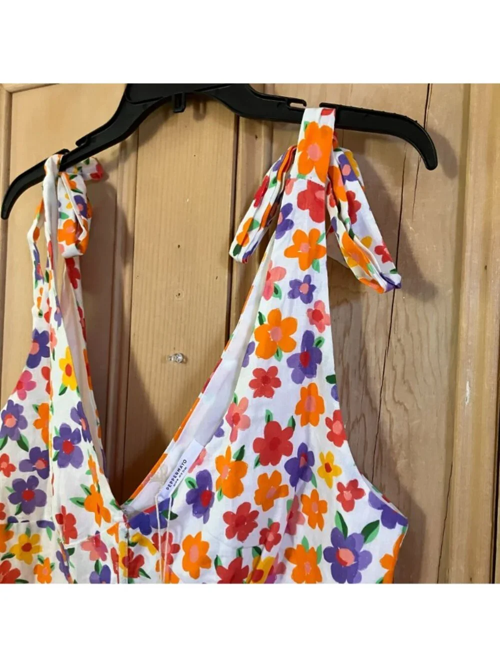 Peppermayo x Revolve Womens Floral Linen Bustier Tie Top Size 12 White SP NWT - Picture 4 of 12